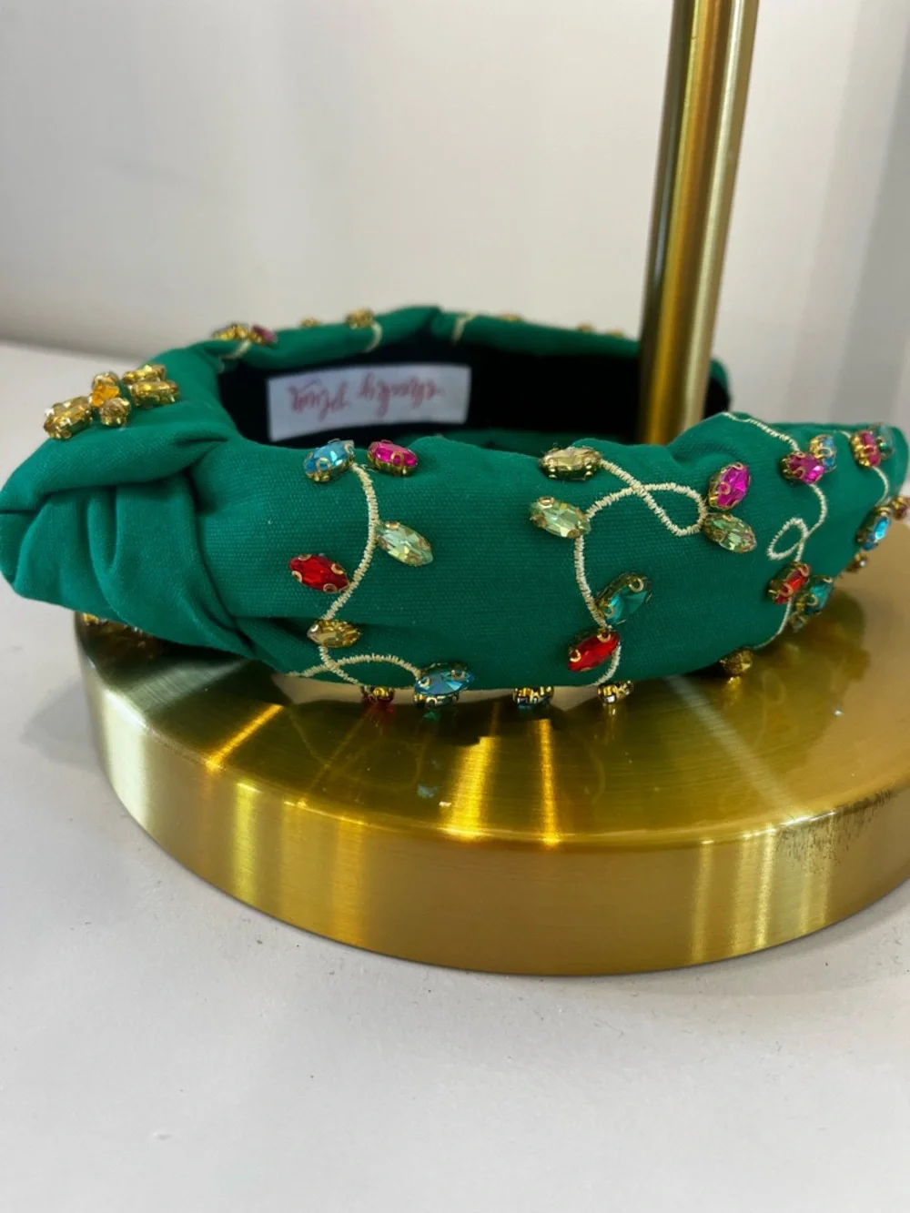 Cheeky Plum Embellished Green Jewel Knot Headband